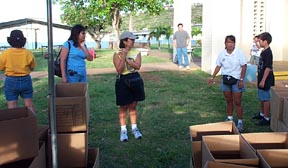 setting up the boxes and pickup area