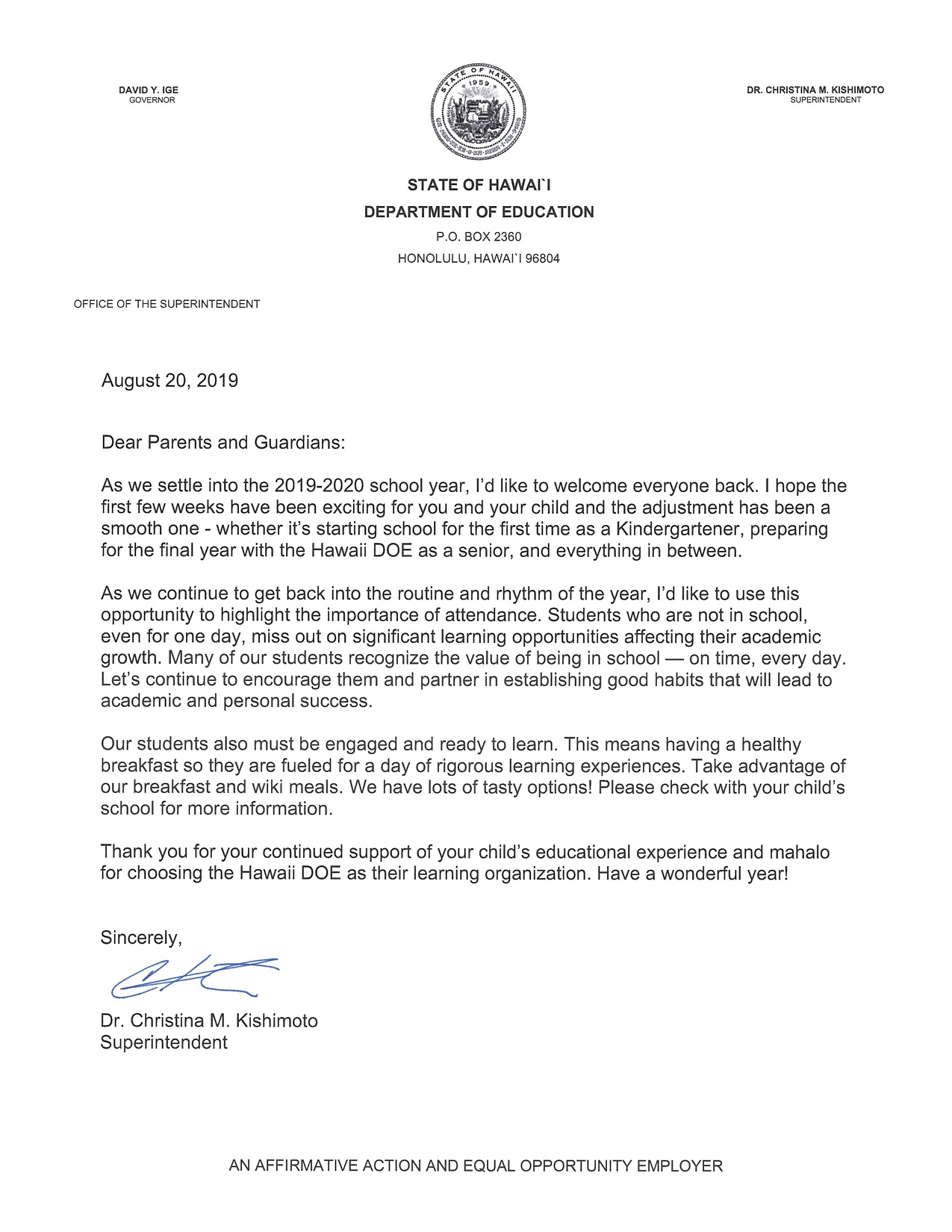 2019-08-19 Attendance Letter