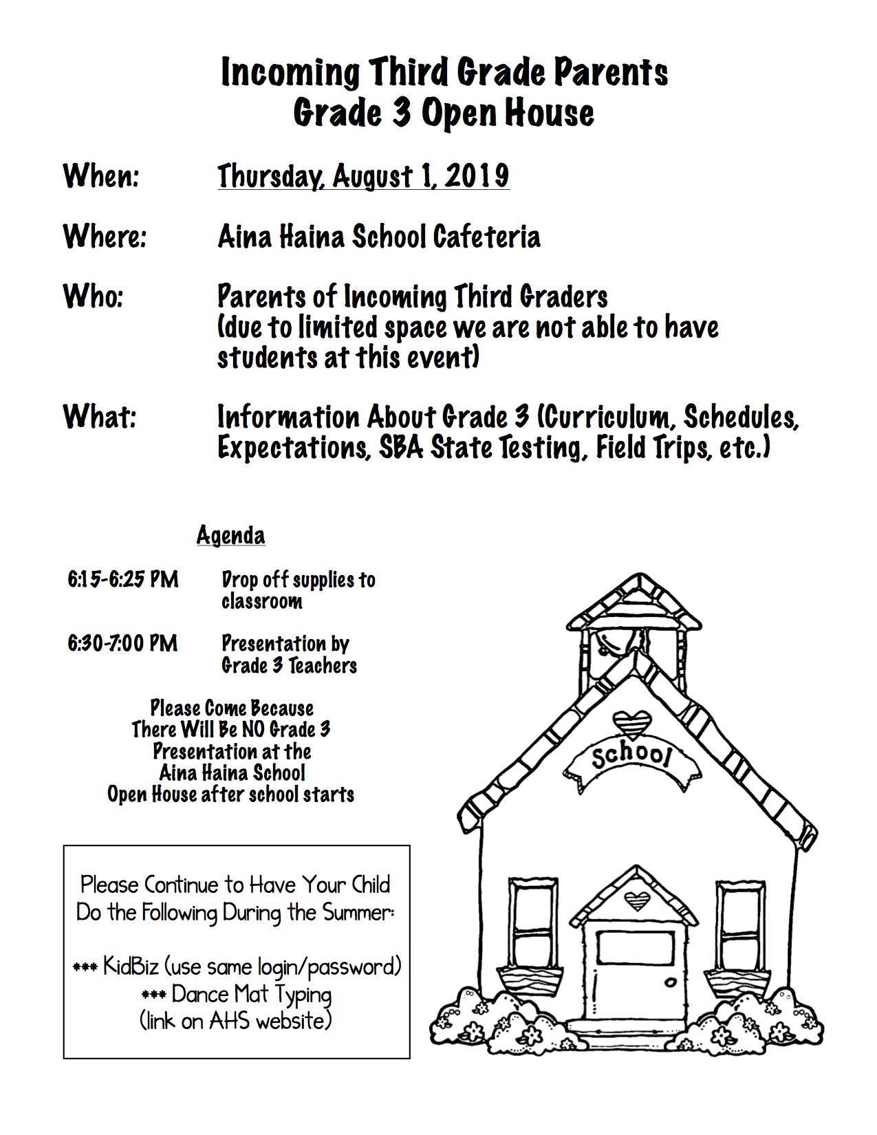 2019 GRADE 3 OPEN HOUSE