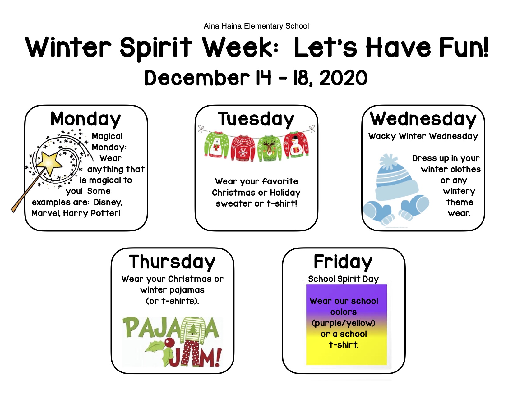 2020 Winter Spirit Week