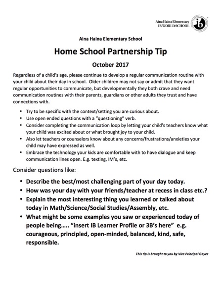 Home School Partnership Tip Oct 2017 copy